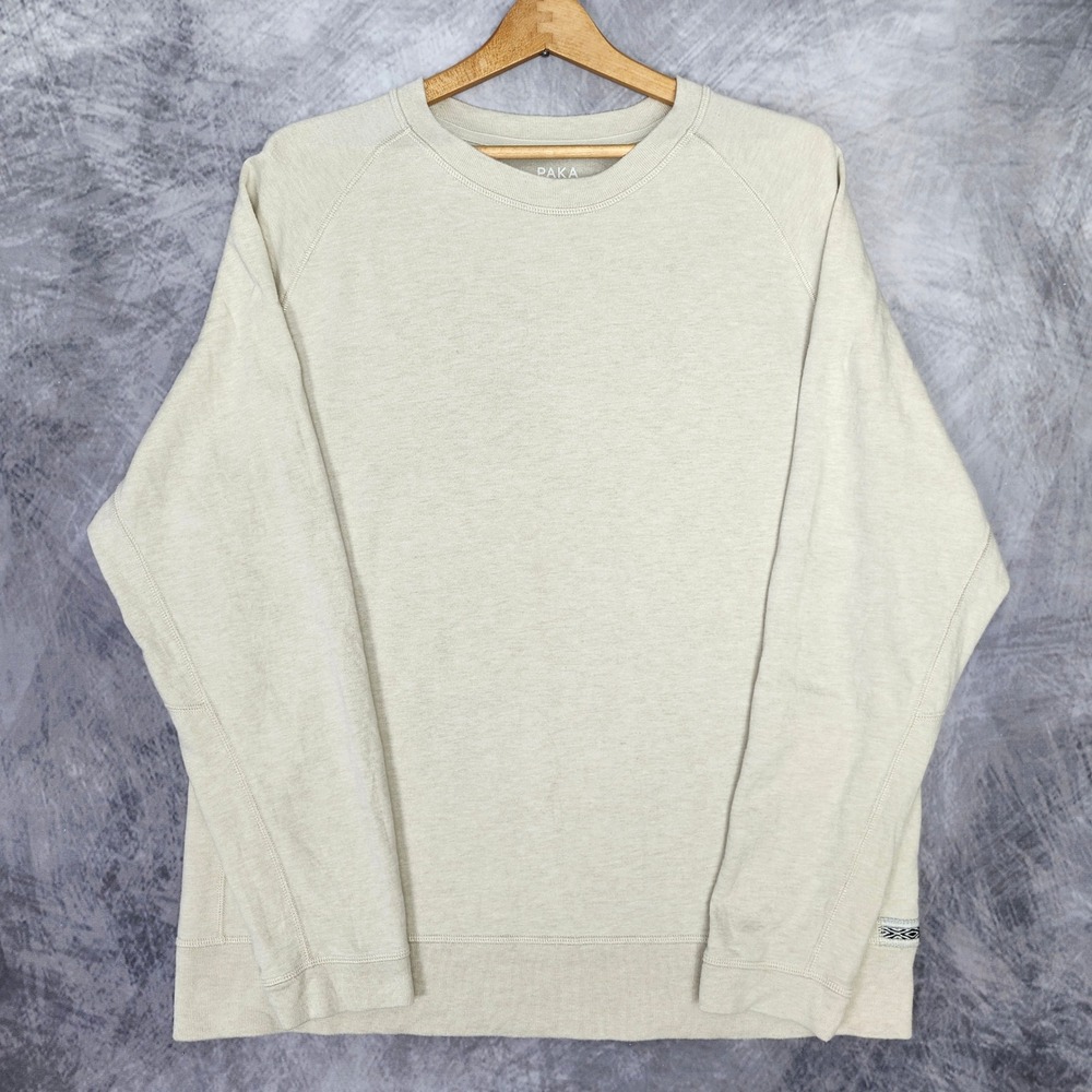 PAKA Alpaca Blend French Terry Crewneck Sweatshirt Mens XXL Royal Alpaca Oatmeal